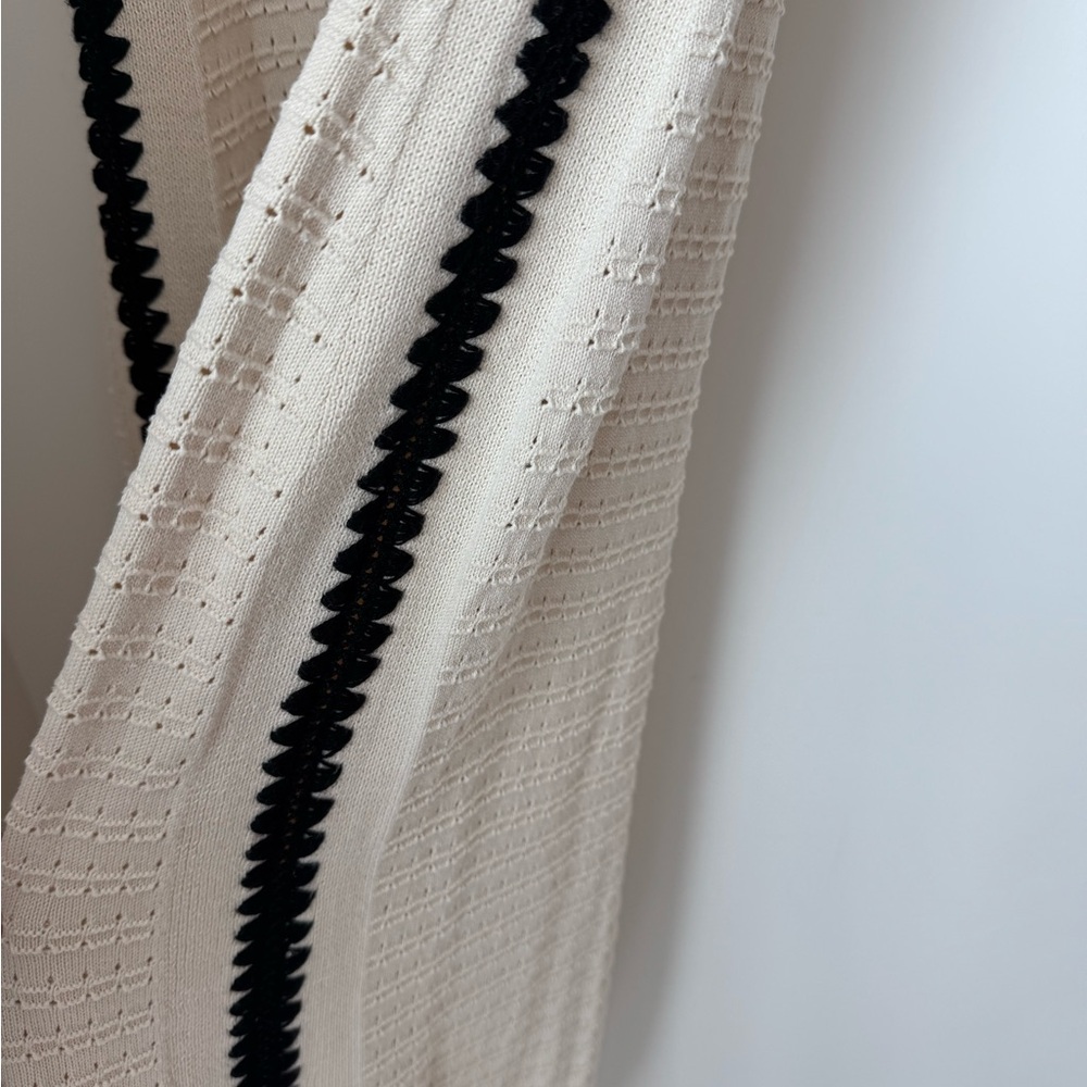Varley Cream Knit Sleeveless Mini Dress with Black Scalloped Trim - Picture 5 of 5